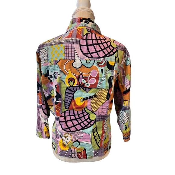 VTG 90s Mirror Image Large Surrealist multi color patterned Button Front jacket‎ - Picture 2 of 16
